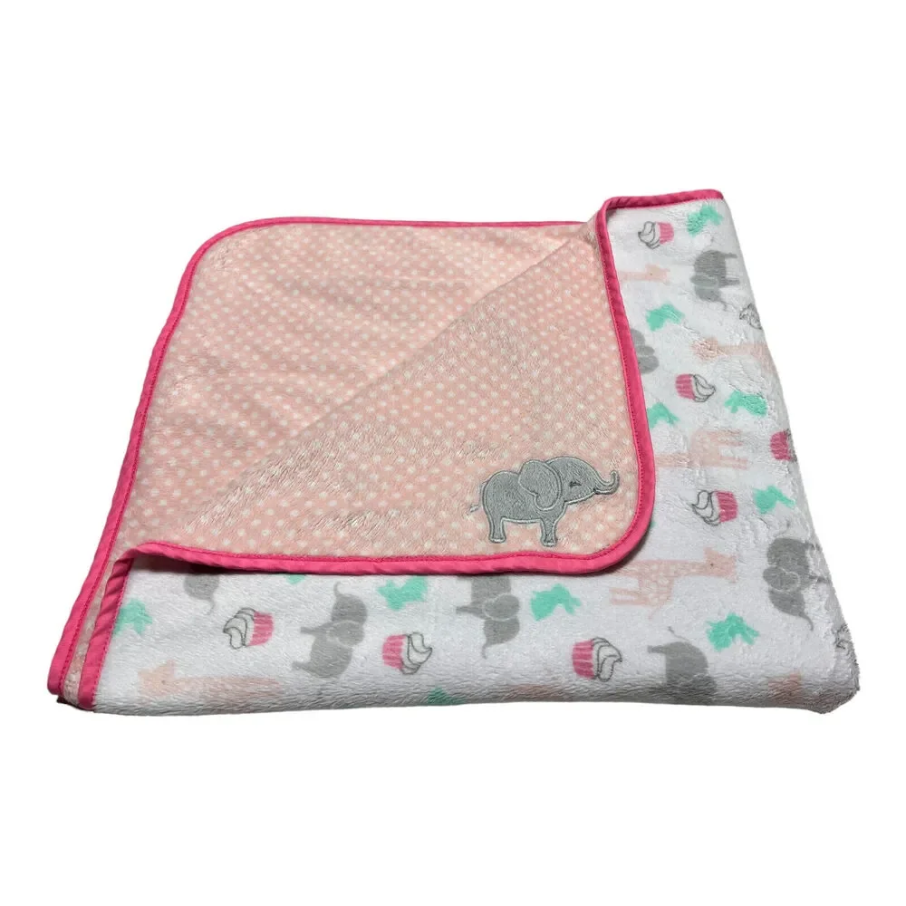 Carters Just One You Elephant Cupcake Baby Blanket Pink Polka Dot Giraffe